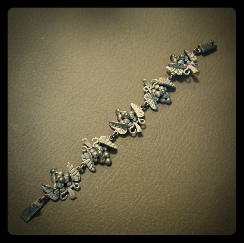 Sterling solid silver grape bracelet